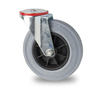 zwenkwiel, Ø 80mm, grijze rubberband, 65KG