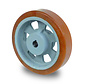 Heavy duty drive wheel Vulkollan® Covestro tread cast iron, H7-bore feather keyway DIN 6885 JS9, Wheel-Ø 160mm, 200KG