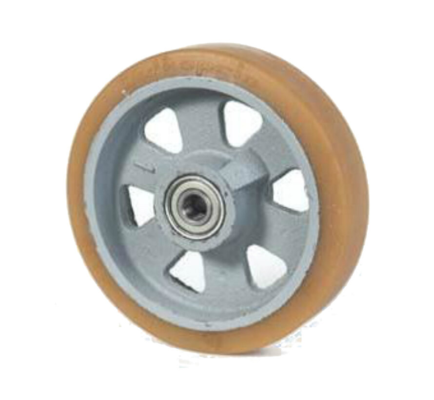 heavy duty Vulkollan® Bayer tread cast iron, precision ball bearing, Wheel-Ø 80mm, KG
