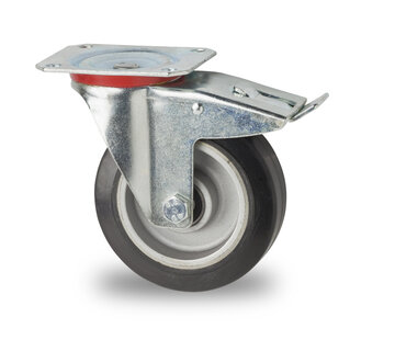 swivel castor with brake, Ø 100 mm, elasticated rubber tyre, 160KG