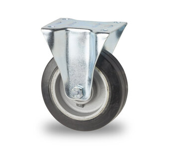 fixed-wheel castor, Ø 100 mm, elasticated rubber tyre, 160KG