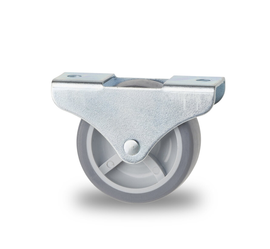 bokwiel, Ø 50mm, Thermoplastisch rubber (TPR), grijs niet-strepend, glijlager, 50KG