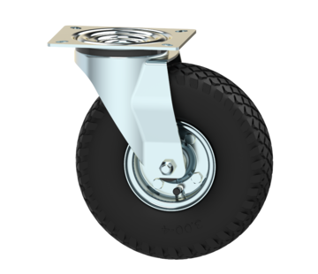 Zwenkwiel met luchtband 3.00-4 (Ø260mm) 4 ply rating en blokprofiel, 150KG