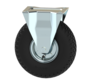 Industrial Fixed castor from pressed steel, plate fitting, pneumatic tyre block profile, roller bearing, Wheel-Ø 260mm, 150KG