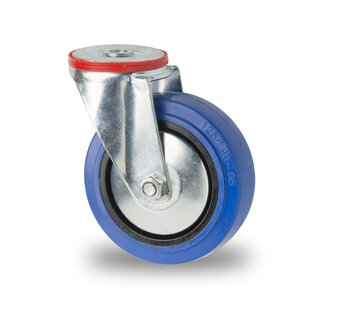 swivel castor, Ø 80 mm, elasticated rubber tyre, 100KG
