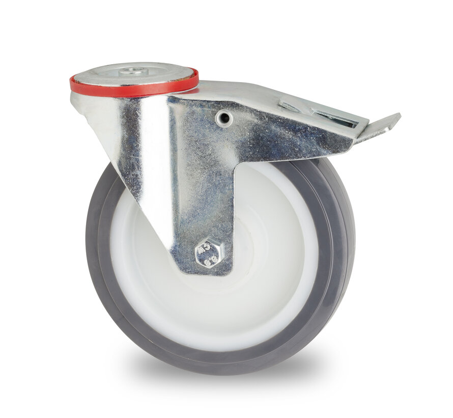 swivel castor with brake, Ø 80 mm, casted polyurethane, 150KG