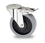 swivel castor with brake, Ø 100mm, padded elasticated rubber tyre, 150KG