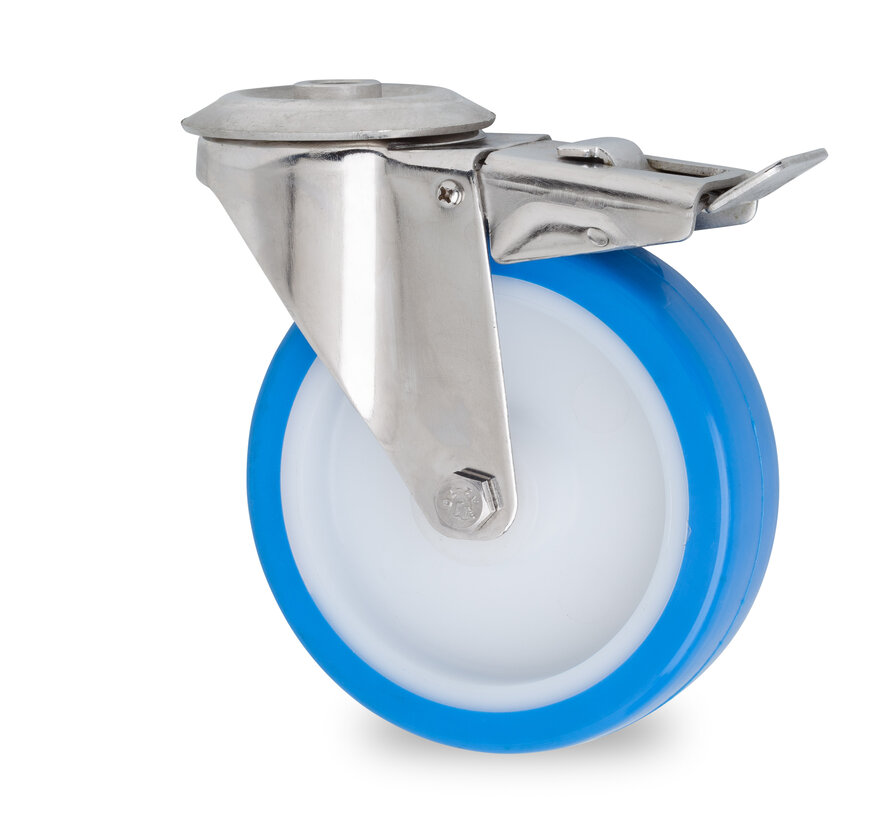 swivel castor with brake, Ø 80 mm, casted polyurethane, 85KG