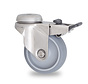 swivel castor with brake, Ø 75 mm, grey non-marking thermoplastic rubber tyre, 60KG