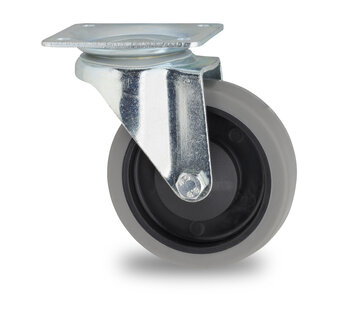 swivel castor, Ø 100mm, grey non-marking thermoplastic rubber tyre, 115KG