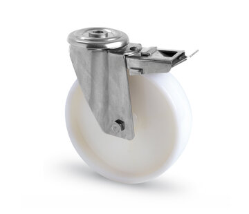 zwenkwiel met rem, Ø 100mm, geheel polyamide (PA6) wiel, 150KG