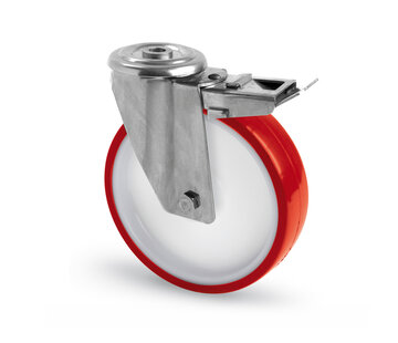 swivel castor with brake, Ø 100 mm, casted polyurethane, 150KG