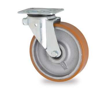 swivel castor, Ø 125 mm, vulcanised polyurethane tyre, 400KG