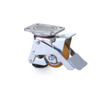 Lifting swivel castor with adjustable foot