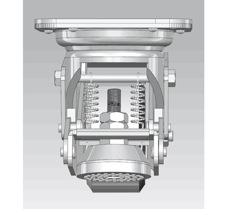 RVS Hef-zwenkwiel met stelvoet polyamide wiel