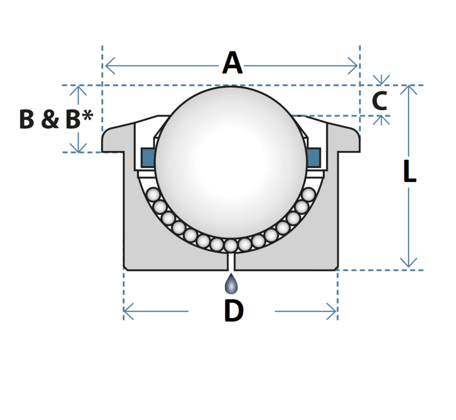 Kogelpot staal 15mm, 60 kg, medium duty