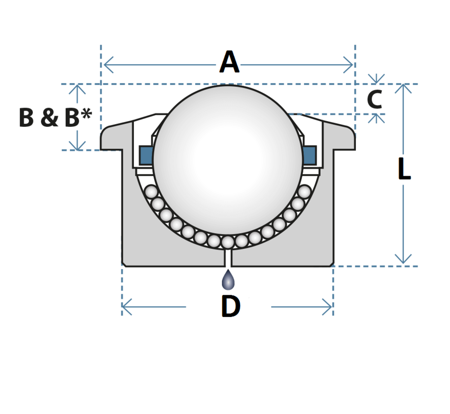 Kogelpot staal 22mm, 180 kg, medium duty