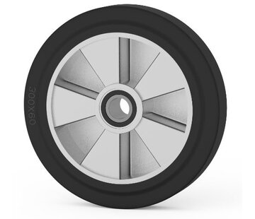 Wiel, Ø 300mm, elastisch rubber band, 750KG