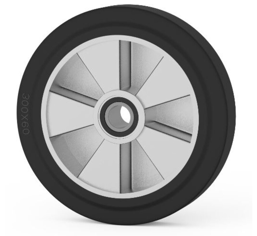 Wheel, Ø 300mm, elastic rubber tyre, 750KG