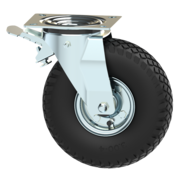 Swivel castor with brake Ø 260mm, pneumatic tyre block profile, 150KG