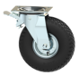 Swivel castor with brake from pressed steel, plate fitting, pneumatic tyre block profile, roller bearing, Wheel-Ø 260mm, 150KG