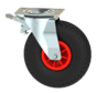 Swivel castor with brake from pressed steel, plate fitting, pneumatic tyre block profile, plain bearing, Wheel-Ø 260mm, 150KG