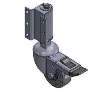 Gate castor / ladder wheel,  swivel castor with brake Ø 50mm