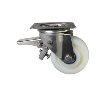 zwenkwiel met rem, Ø 125mm, geheel polyamide (PA6) wiel, 700KG