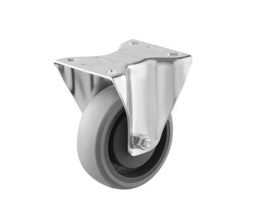 Fixed-wheel castor, Ø 100, grey non-marking thermoplastic rubber tyre, 120KG