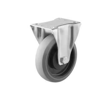 Fixed-wheel castor, Ø 125, grey non-marking thermoplastic rubber tyre, 160KG