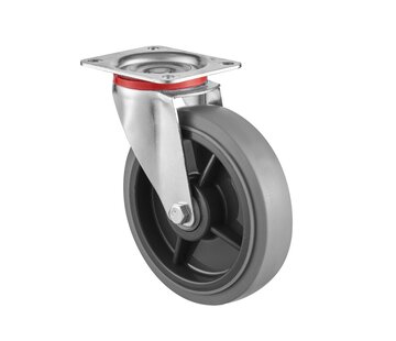 swivel castor, Ø 200, grey non-marking thermoplastic rubber tyre, 250KG
