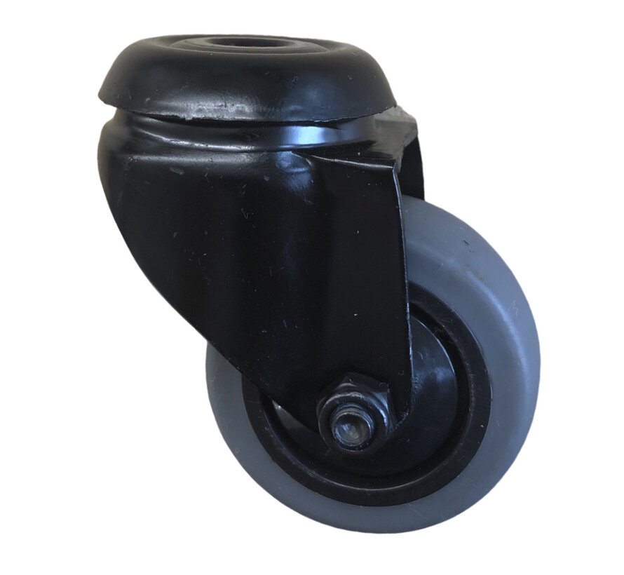 Black swivel castor, Ø 50mm, thermoplastic rubber grey non-marking, 50KG