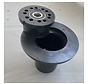 Flange roller POM 163mm diameter for axle 20mm for harvest wagons on tube-rail system also called the "Konijnenburg trumpet roller"