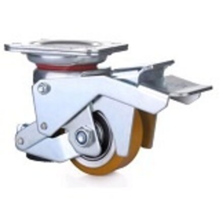 Lifting swivel castor with adjustable foot