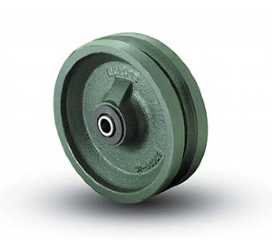 V-Groove and Flanged Wheels V groove wheel from Solid steel, precision ball bearing, Wheel-Ø 150mm, 1000KG