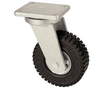 Swivel castor with super elastic rubber wheel 406 mm, load capacity: 945 KG at 6 km/h