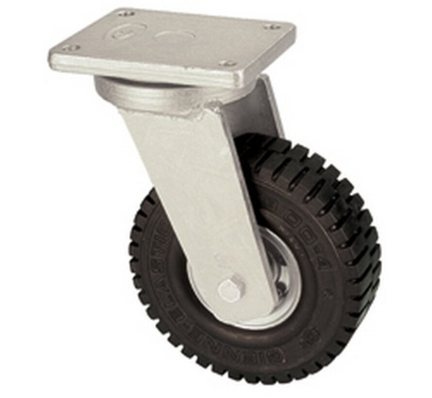 Swivel castor with super elastic rubber wheel 406 mm, load capacity: 945 KG at 6 km/h
