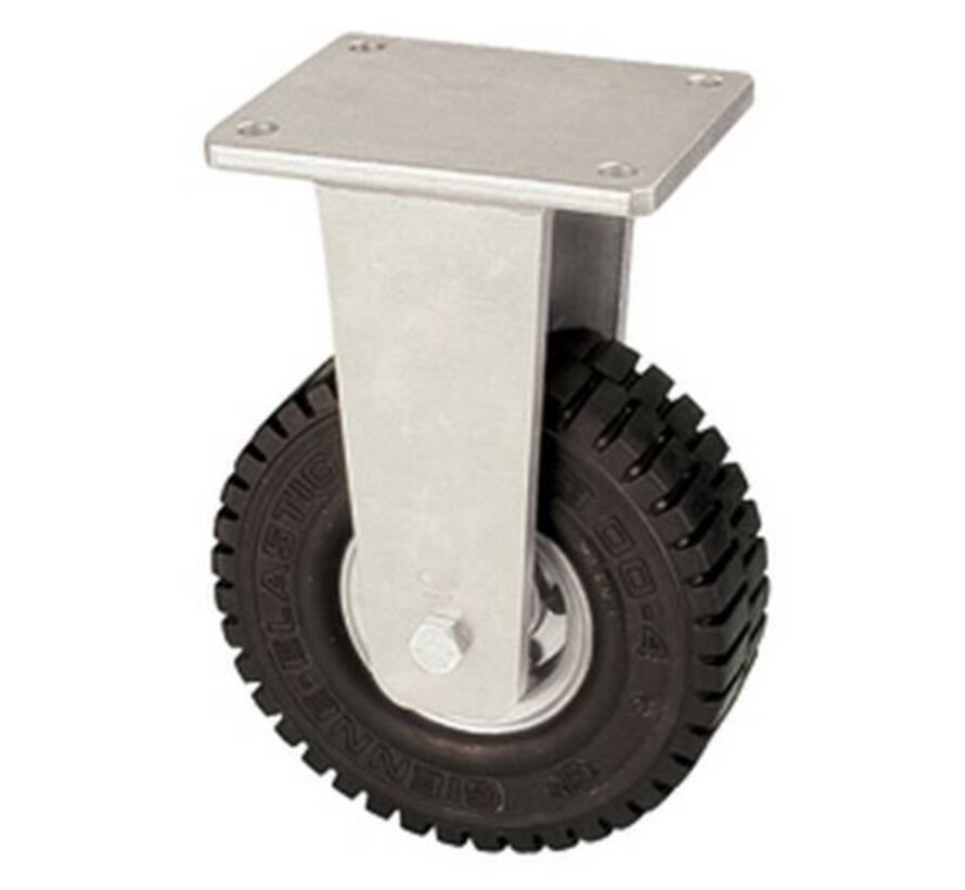 Fixed castor with super elastic rubber wheel 406 mm, load capacity: 950 KG at 6 km/h