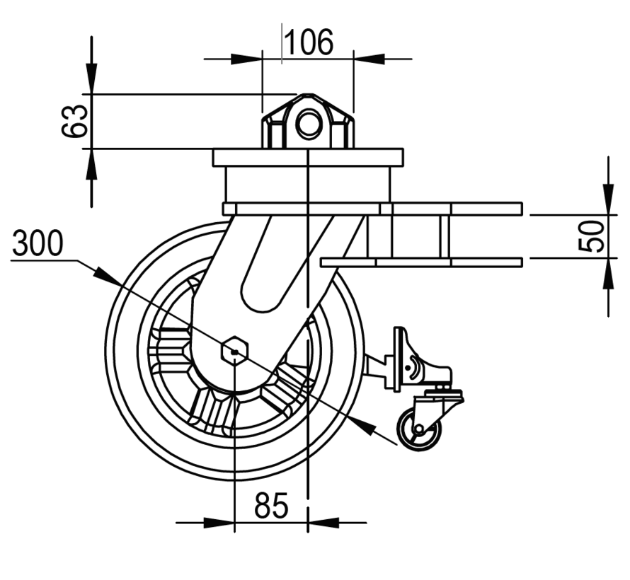 4 x castor wheels with twistlock fitting, for mobile shipping container to fit on corner castings