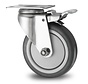 Stainless steel swivel castor with brake, Ø 100mm, grey non-marking thermoplastic rubber tyre, 80KG