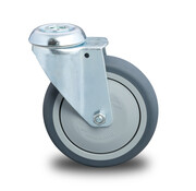 Zwenkwiel, Ø 100mm, thermoplastisch rubber grijs, niet-strepend, 100KG