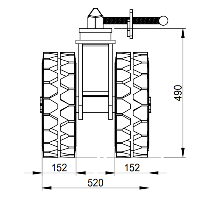 NEW development. Set of 4 wheels: 12150M412X4 NOW with wheel brake and improved clamping lock