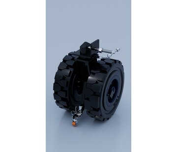 Set of four shipping container castors for rough terrain with a load bearing capacity  of 13,000 kg