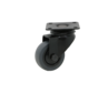 Black apparatus swivel caster from pressed steel, plate fitting, thermoplastic rubber grey non-marking, precision ball bearing, Wheel-Ø 50mm, 50KG
