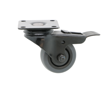 Zwart zwenkwiel met rem, Ø 50 mm, thermoplastisch rubber grijs niet-strepend, 50KG