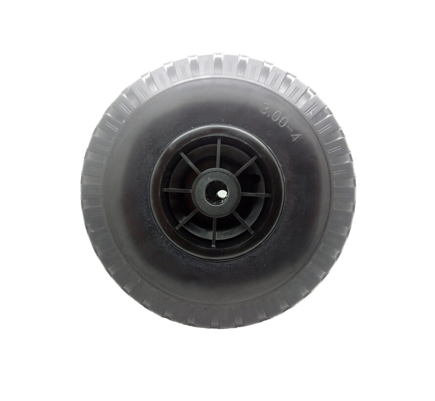 Industrieel wiel Ø260x85mm massief rubberen lekvrije band, blokprofiel, polyamide wielnaaf, rollager, asgat Ø20mm, naaflengte 75mm – belastbaar tot 150kg