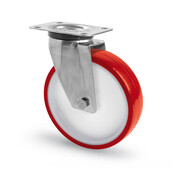 Stainless Steel Transport Swivel Castor Ø200mm – Polyurethane – 300kg Load