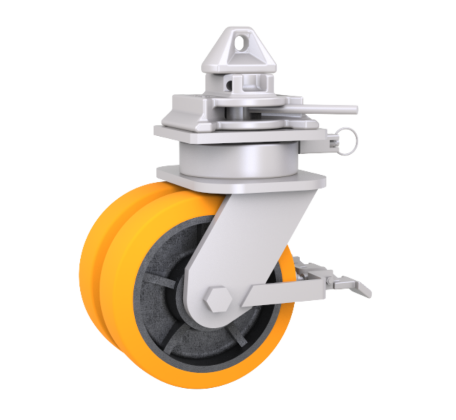 4 x Container swivel castor wheels, Ø250x76 with brake - Load capacity 13,500-18,000kg