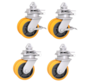 4 x Swivel castors for container. Combined load capacity at 4 km/h: 9,000 kg. Includes brake system, directional lock and twist-lock for mounting on 1161 ISO corner castings.