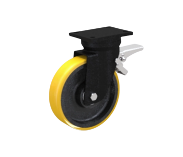 Swivel caster brake, Ø 200mm, Vulcanized Polyurethane tread, 1100KG